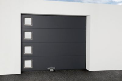 Hublot pour porte de garage carré GoodHome en acier inoxydable argenté l.28,4 x H.28,4 cm