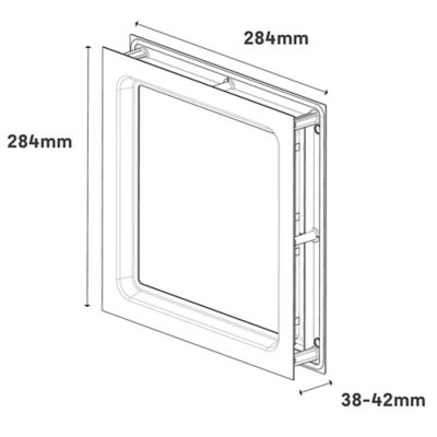 Hublot pour porte de garage carré GoodHome en acier inoxydable argenté l.28,4 x H.28,4 cm