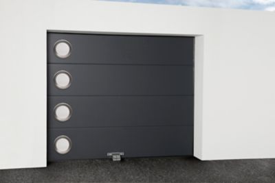 Hublot pour porte de garage circulaire GoodHome en acier inoxydable argenté Ø.30,5 x H.30,5 cm