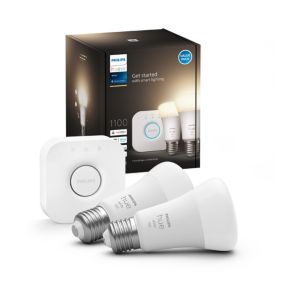 Hue White ambiance kit de démarrage Philips Hue : 2 ampoules connectées IP20 A60 E27 1055lm 75W + bridge