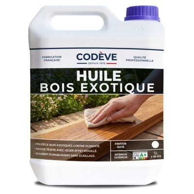 Huile Bois Exotique - 5 L   - Codeve Bois - Pour La Protection De Votre Bois Tropical En Ipé, Teck, Iroko Ou Sipo.