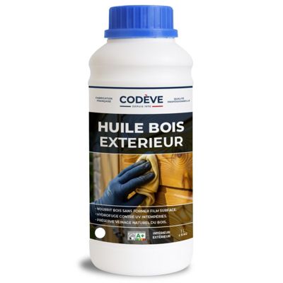 Huile Bois Exterieur - 1 L   - Codeve Bois - Pour La Protection D'un Chalet, Abri, Garage, Hangar, Cabane En Bois.