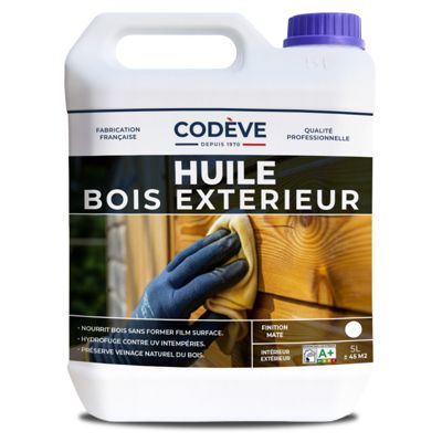 Huile Bois Exterieur - 5 L   - Codeve Bois - Pour La Protection D'un Chalet, Abri, Garage, Hangar, Cabane En Bois.
