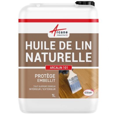 Huile de lin naturelle pour bois intérieur, extérieur, terrasse, parquet,  - 1 L - ARCANE INDUSTRIES