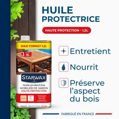 Huile de protection mobilier de jardin Haute protection Starwax incolore 1L + 20% gratuit
