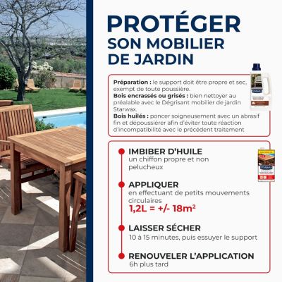 Huile de protection mobilier de jardin Haute protection Starwax incolore 1L + 20% gratuit