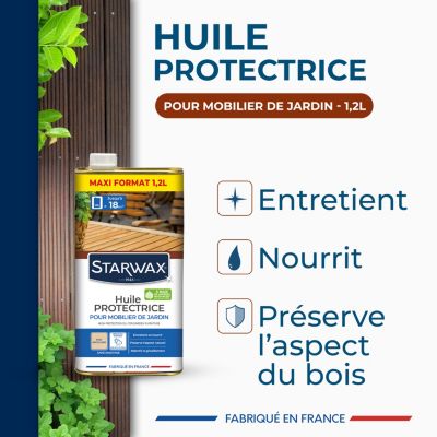 Huile de protection mobilier de jardin Starwax incolore 1L + 20% gratuit