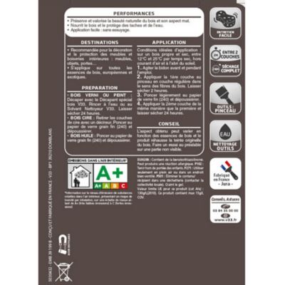 Huile et protection meubles et boiseries V33 wengé mat 0,5L