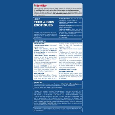 Huile extérieure teck & bois exotiques Syntilor 1L mat teck