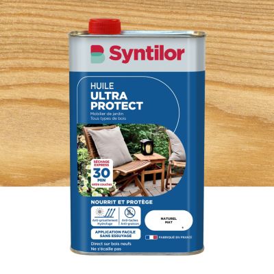 Huile extérieure Ultra Protect Mobilier de jardin toutes essences de bois Syntilor naturel mat 1L