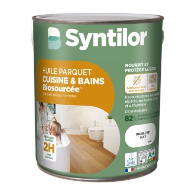 Huile parquet cuisine et bains Biosourcée Syntilor incolore mat 2,5L