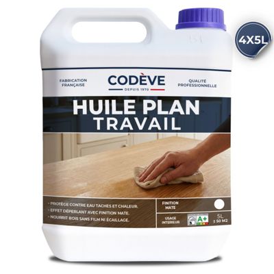 Huile Plan De Travail - 20 L   - Codeve Bois - Pour L'entretien D'un Plan De Travail En Bois Massif, Stratifié Ou Lamellé.
