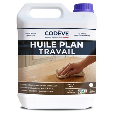 Huile Plan De Travail - 5 L   - Codeve Bois - Pour L'entretien D'un Plan De Travail En Bois Massif, Stratifié Ou Lamellé.