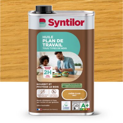 Huile plan de travail biosourcée aspect chêne clair mat Syntilor 0,5 L