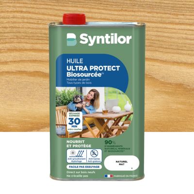 Huile pour mobilier de jardin en bois aspect naturel mat Syntilor 1 L
