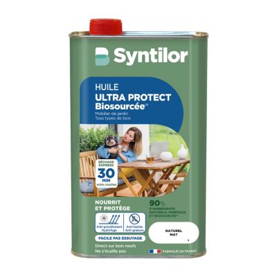 Huile pour mobilier de jardin en bois aspect naturel mat Syntilor 1 L