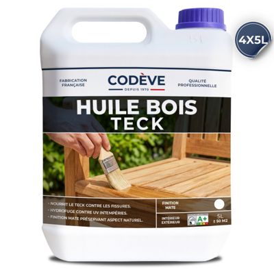 Huile Teck - 20 L   - Codeve Bois - Incolore Pour La Protection D'un Meuble De Jardin, Sol Ou Terrasse Teck.