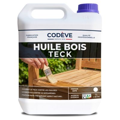 Huile Teck - 5 L   - Codeve Bois - Incolore Pour La Protection D'un Meuble De Jardin, Sol Ou Terrasse Teck.