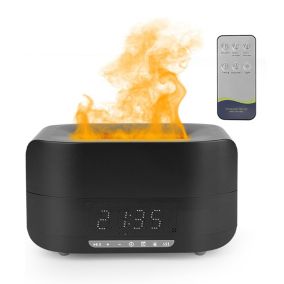 Humidificateur à flamme simulée, lumière ambiante avec haut-parleur Bluetooth, diffuseur d'huiles essentielles avec télécommande,