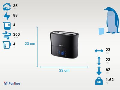 Humidificateur à ultrasons à vapeur chaude ou tiède pour 35 m2