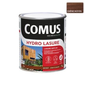 HYDRO LASURE Chêne moyen 1L - Lasure anti-UV pour la protection et la mise en valeur du veinage des bois verticaux - COMUS