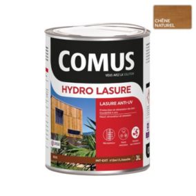 HYDRO LASURE Chêne naturel 3L - Lasure anti-UV pour la protection et la mise en valeur du veinage des bois verticaux - COMUS