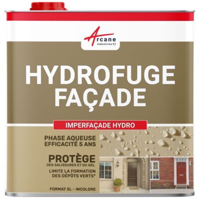 Hydrofuge  Imperméabilisant  Façade, mur, crépi, enduit - IMPERFACADE HYDRO  - 5 L (jusqu'à 25 m²) - ARCANE INDUSTRIES