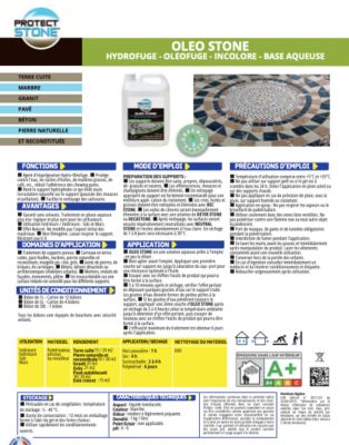 Hydrofuge Imperméabilisant Pierre Naturelle & Terrasse 5L (100m²) Incolore Oléofuge Pavés, Dalles, Tuiles, Travertin OLEO STONE