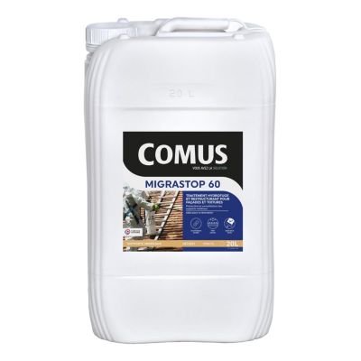 Hydrofuge Minéral MIGRASTOP60 - 20L - Traitement Hydrofuge reminéralisant et restructurant pour façades et toitures - COMUS
