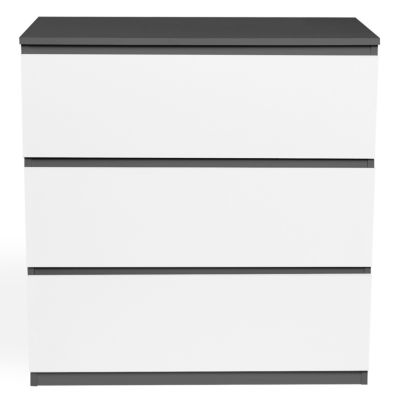 IDMARKET Commode 3 tiroirs TOMI bois gris et blanc