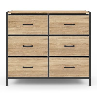 IDMARKET Commode 6 tiroirs en tissu UTAH meuble de rangement design industriel