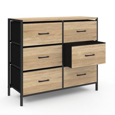 IDMARKET Commode 6 tiroirs en tissu UTAH meuble de rangement design industriel