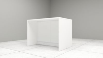 Îlot central Carla blanc et imitation chêne avec 2 portes L. 124 x l. 80 cm