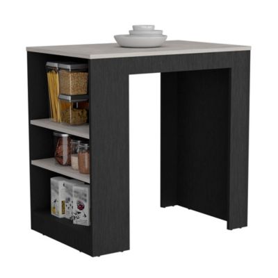 Ilot de cuisine en mélamine Chicago avec étagères , 91.28 cm X 91.99 cm X 58.97 cm , Multicolore