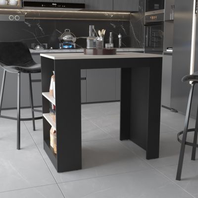 Ilot de cuisine en mélamine Chicago avec étagères , 91.28 cm X 91.99 cm X 58.97 cm , Multicolore