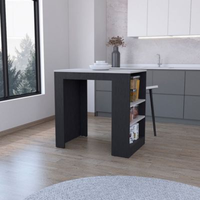 Ilot de cuisine en mélamine Chicago avec étagères , 91.28 cm X 91.99 cm X 58.97 cm , Multicolore