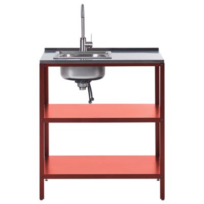 Ilot de cuisine extérieure avec évier VILAMA Rouge Métal