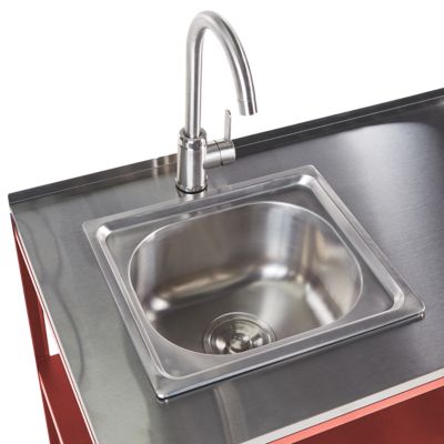 Ilot de cuisine extérieure avec évier VILAMA Rouge Métal