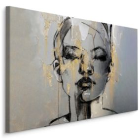 Image Canvas Portrait De Femme Abstraite 30cm x 20cm  - Parfait pour décorer votre salon, chambre ou bureau avec un design unique