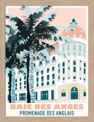 Image encadrée baie des anges promenade des anglais Dada Art cadre en bois 30x40 cm