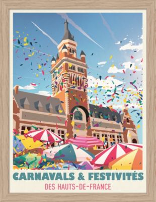 Image encadrée carnaval et festivités des Hauts-de-France cadre en bois 30x40 cm