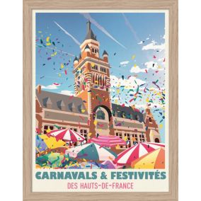 Image encadrée carnaval et festivités des Hauts-de-France cadre en bois 30x40 cm