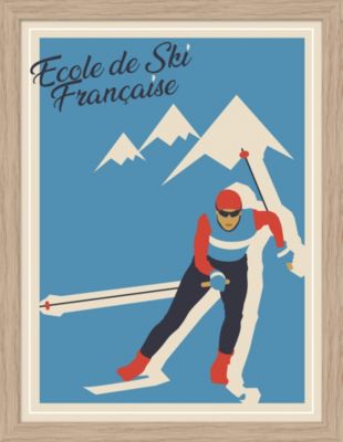 Image encadrée école de ski Française Dada Art cadre en bois 30x40 cm