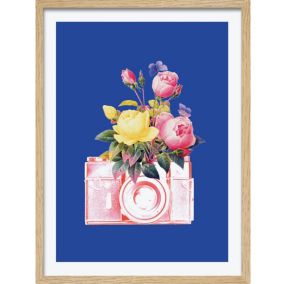 Image encadrée fleurs bleu l.33 x L.43 cm