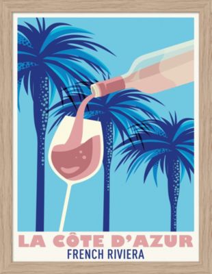 Image encadrée la côte d'Azur French Riviera Dada Art cadre en bois 30x40 cm