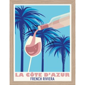 Image encadrée la côte d'Azur French Riviera Dada Art cadre en bois 30x40 cm