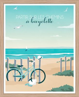 Image encadrée partir sur les chemins à bicyclette Dada Art 40x50 cm
