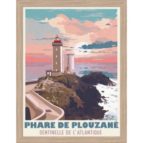 Image encadrée phare de Plouzane Dada Art cadre en bois 30x40 cm