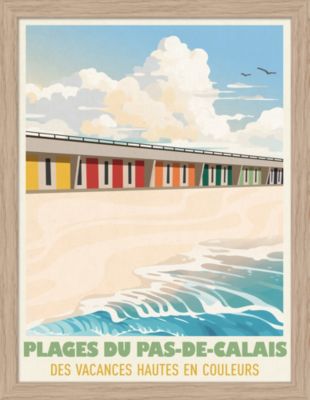 Image encadrée plages du pas-de-calais cadre en bois 30x40 cm Dada Art