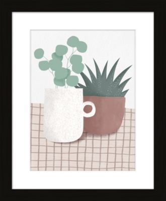 Image encadrée plantes en pot biege l.24 x H.30 Dada Art